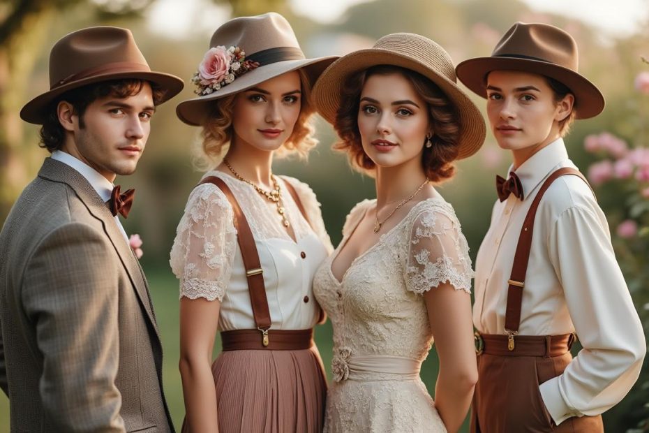 découvrez nos conseils pour harmoniser les tenues de vos invités lors d'un mariage au dress code vintage et créer une ambiance élégante et rétro.