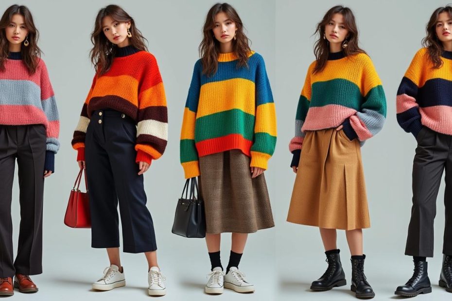 découvrez des idées de tenues originales avec un pull multicolore vintage pour un style à la fois fun et parfaitement maîtrisé.