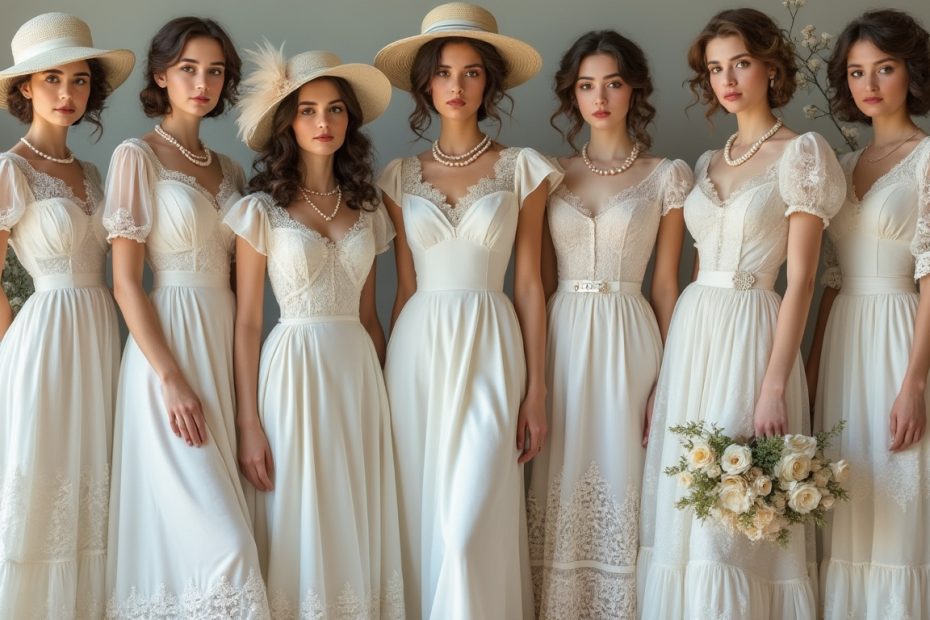 découvrez 7 modèles de robe blanche vintage parfaits pour une cérémonie civile rétro, alliant élégance classique et charme d'antan.